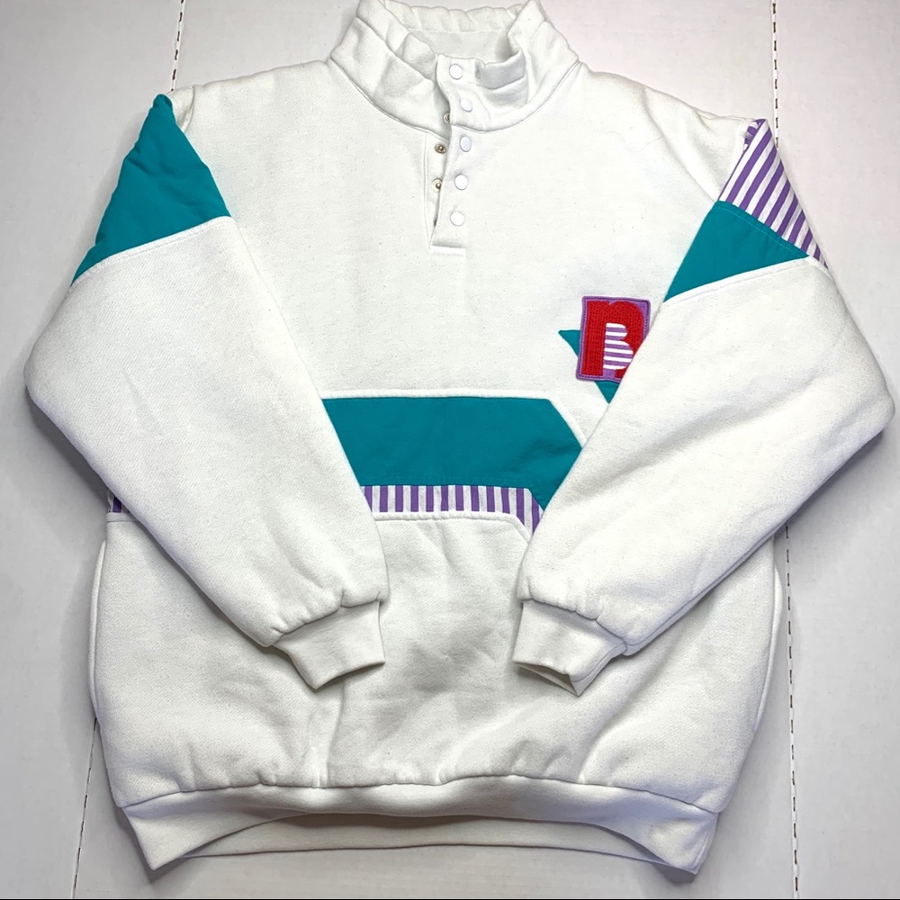 🟡🟣New Balance Vintage Pullover Sweater White